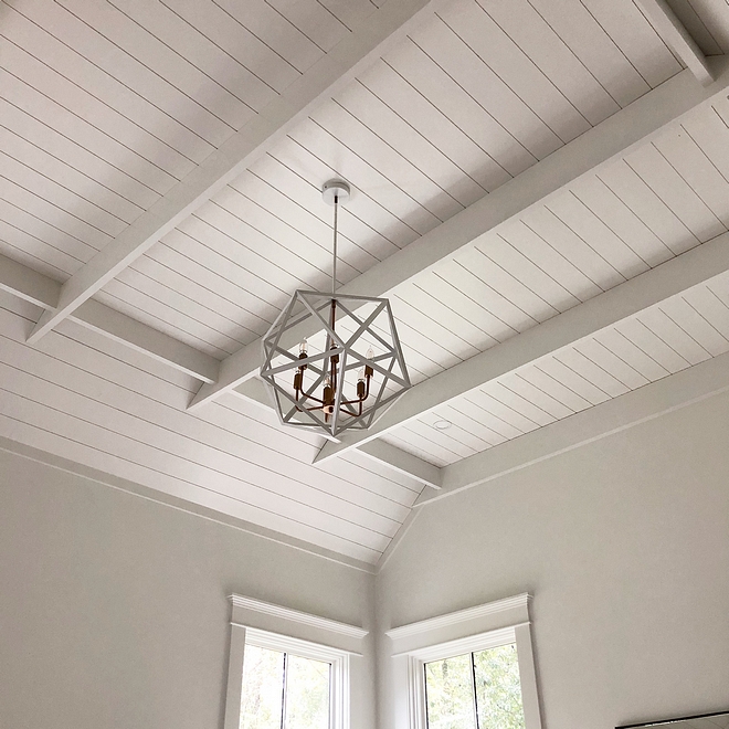 Barn Ceiling Farmhouse barn ceiling The ceiling was intended to mimic a barn ceiling to help bring in that farmhouse feel #farmhouse #farmhousestyle #barnceiling