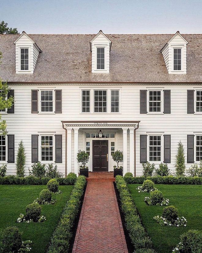 Benjamin Moore Classic White Home Exterior The exterior paint color was custom to match the white wood windows Front Door and Shutters Benjamin Moore Onyx Benjamin Moore Classic White Home Exterior Benjamin Moore Classic White Home Exterior #BenjaminMooreClassicWhite #HomeExterior #Whiteexterior #paintcolor