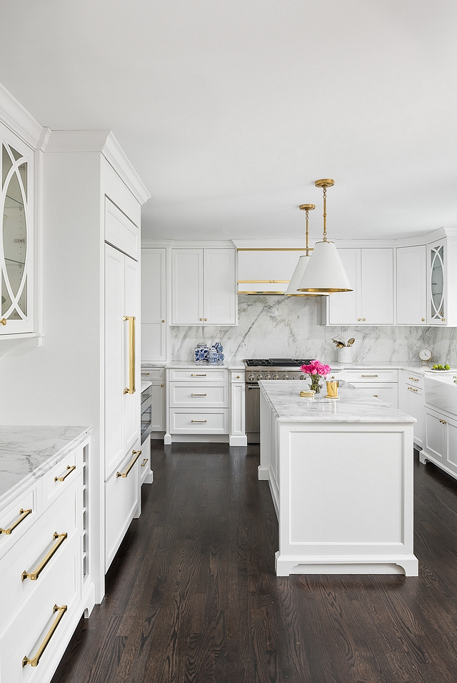 Kitchen Layout This kitchen features a classic layout for older homes, where the kitchen area is long but not too wide. Using custom cabinets allow this kitchen to be more functional because each area is planned ahead #kitchenlayout #kitchen #customcabinets