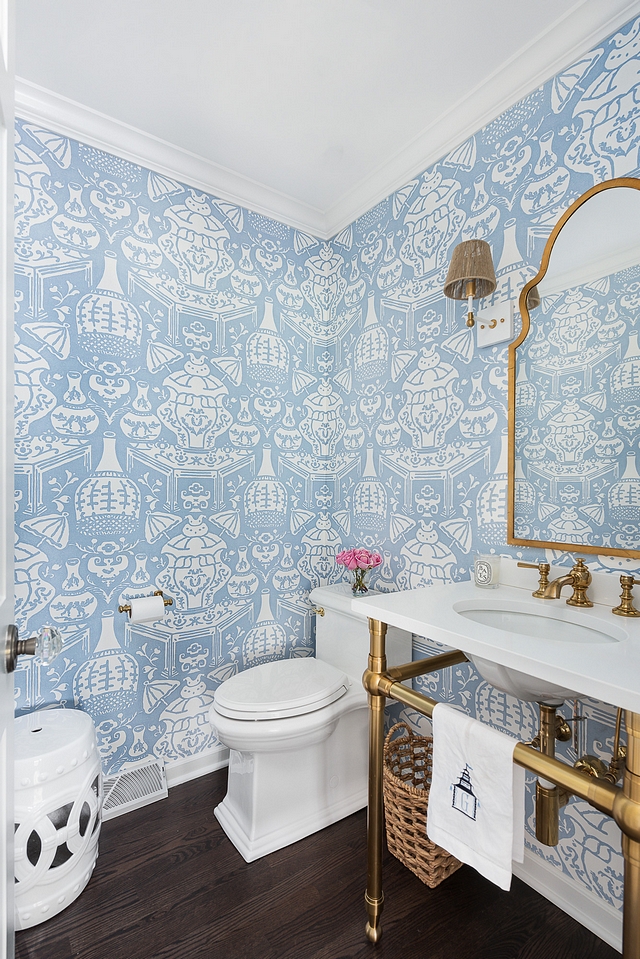 Wallpaper is Clarence House "The Vase" in Pale Blue #wallpaper #ClarenceHouse #TheVase #PaleBlue