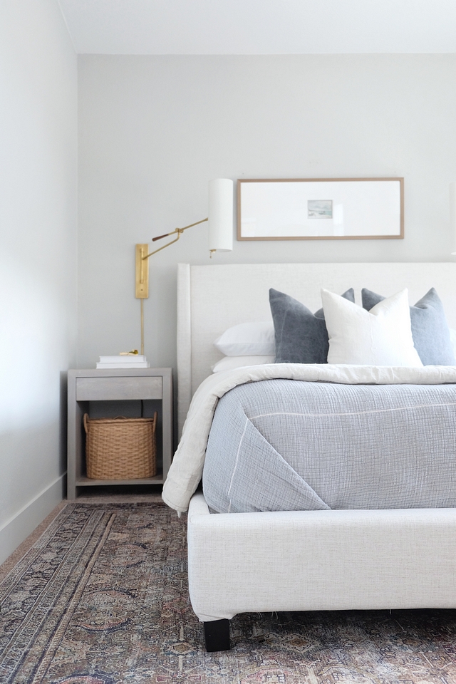 Bedroom color scheme Bedroom with grey, blue and brown color scheme #bedroomcolorscheme #greycolorscheme #greybedroom