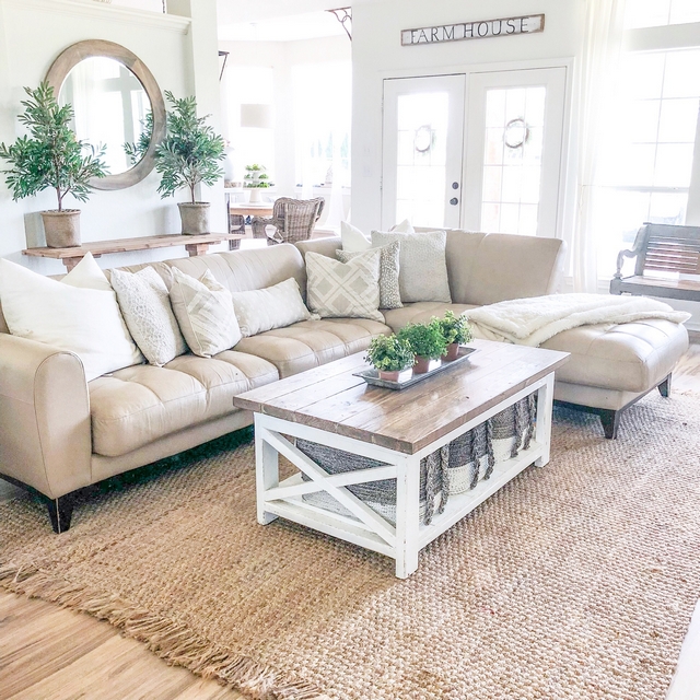 DIY Coffee Table My brother built the table for me. I love the baskets underneath, they are full of toys, but when people come over we just throw the toys in the basket and you do not see any of them #DIYCoffeetable #DIY #Coffeetable #Storage