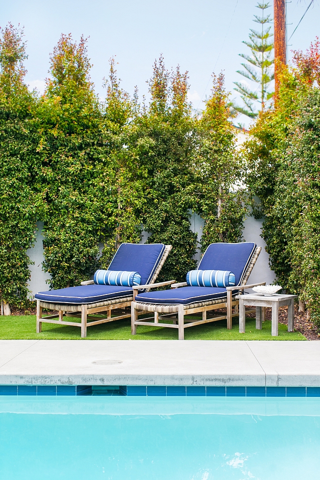 Pool Lounging Chairs Classic Pool Lounging Chairs with navy blue sunbrella cushions #Poolchairs #pool #LoungingChairs