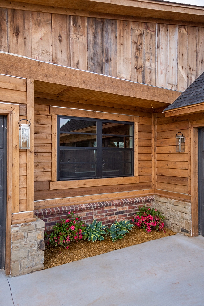 Siding is a combination of natural Cedar and reclaimed barnwood The stain color on the siding is Sherwin Williams Stone Gray exterior stain Rustic Siding natural Cedar and reclaimed barnwood #RusticSiding #siding #naturalCedar #reclaimedbarnwood #Cedar #barnwood