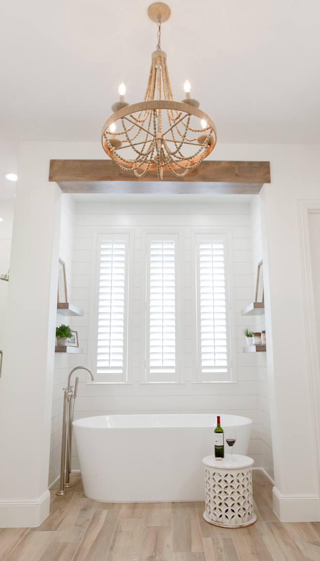 Shiplap bathtub nook Shiplap bathtub nook painted in Alabaster by Sherwin Williams and featuring wood-like porcelain floor tile Shiplap bathtub nook Shiplap bathtub nook painted in Alabaster by Sherwin Williams and featuring wood-like porcelain floor tile #Shiplap #bathtub #nook #Shiplap #bathtubnook #AlabasterSherwinWilliam #woodliketile #porcelaintile