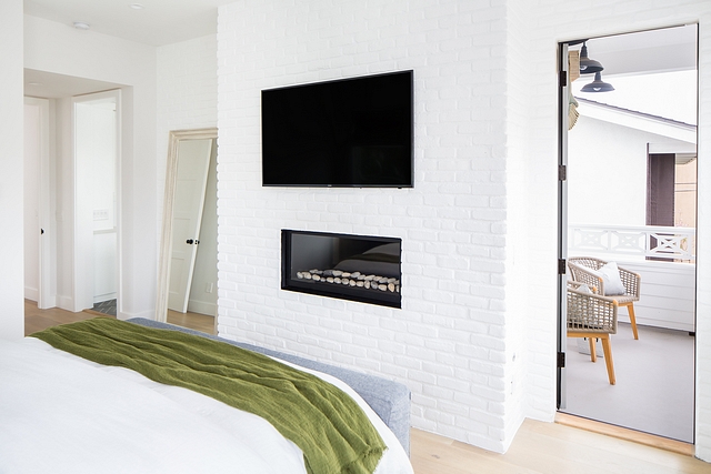 Painted Brick Fireplace bedroom with white Painted Brick Fireplace #PaintedBrick #Fireplace