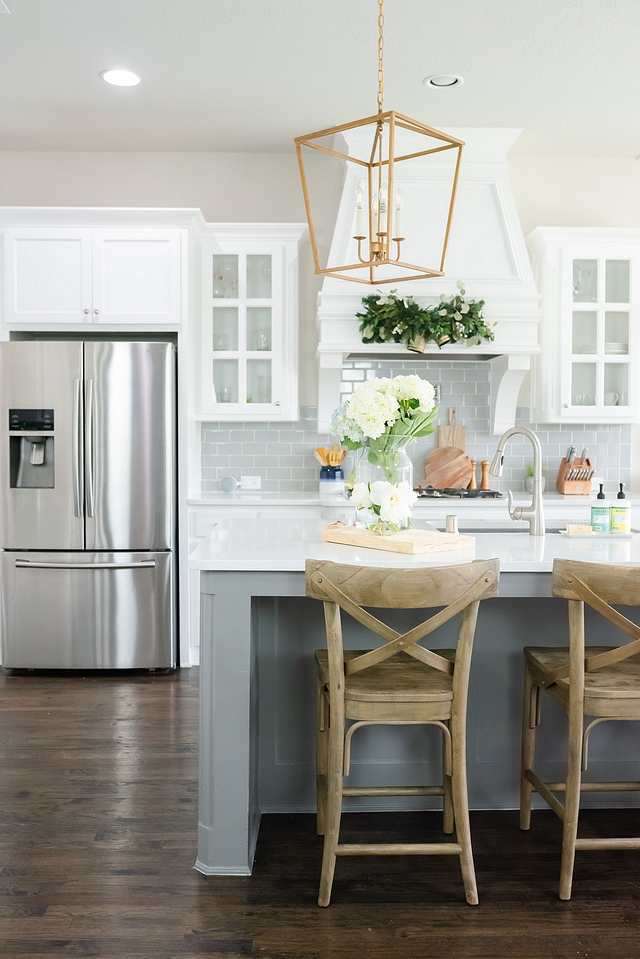 White and grey kitchen Kitchen with white perimeter cabinets, grey backsplash tile and grey isladn White and grey kitchen White and grey kitchen White and grey kitchen White and grey kitchen #Whiteandgreykitchen