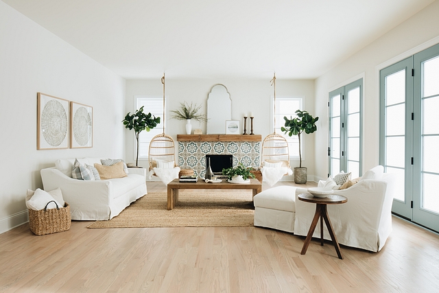 Family Room Inspiration The tile of the fireplace was the color inspiration for the whole house Tile is often the first decision about color I make so it’s usually the jumping off point #FamilyRoom #RoomInspiration