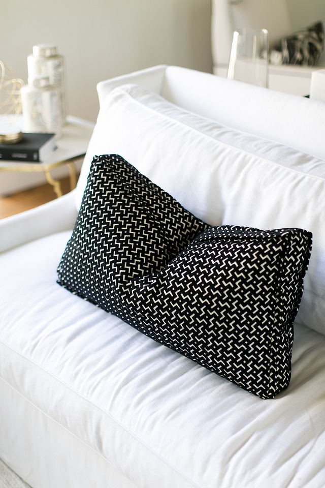 Lumbar pillows are custom with Jim Thompson Conrad 3602/02 Zebra fabric #Lumbarpillows #pillows #pillow #blackandwhite