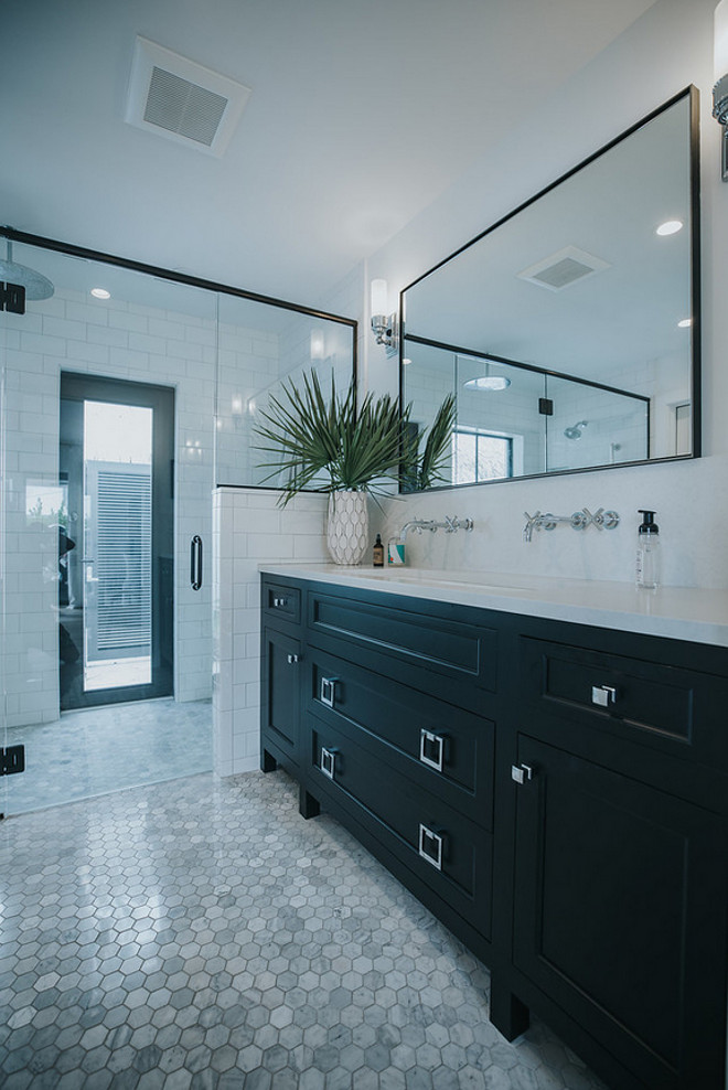 Curbless shower with access to outdoors The master bathroom features a curbless shower with a glass door that leads to a private courtyard Curbless shower Curbless shower #Curblessshower