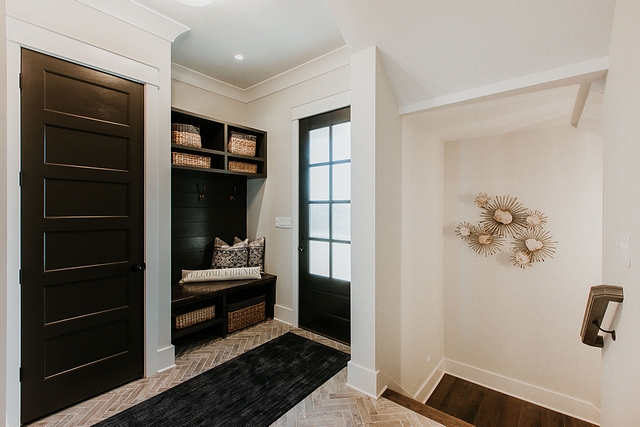 Black interior door paint color The black interior doors and black shiplap are painted in Sherwin Williams SW 7020 Black Fox Sherwin Williams SW 7020 Black Fox Black door paint door #SherwinWilliamsSW7020BlackFox #Blackinteriordoor #Doorpaintcolor
