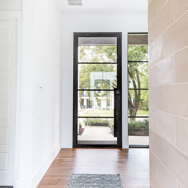 Steel and glass front door The front door is made out of steel and glass and it was custom-made for this home Steel and glass front door Black Steel and glass front door #Steelandglassdoor #frontdoor