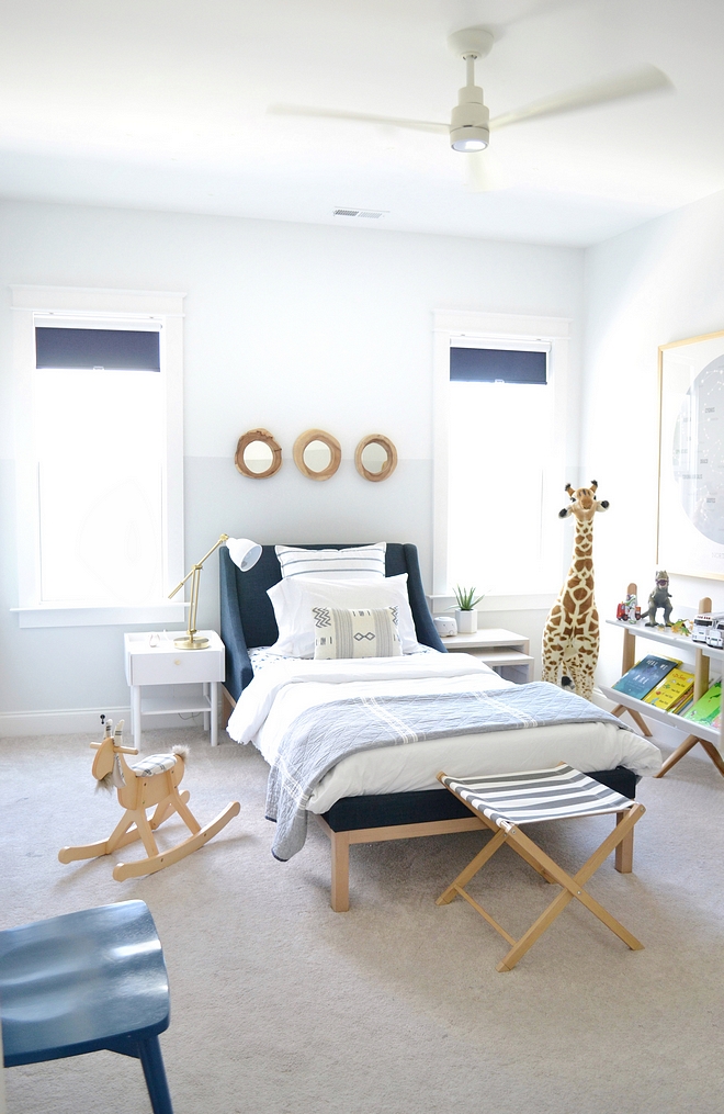 Two-toned boys bedroom paint color