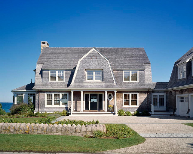 Shingle Style Home. Beautiful Shingle Style Home with Gambrel Roof. #ShingleHome #Gambrel #Architecture