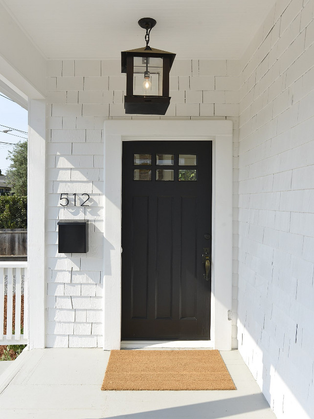 Black Front Door. White Exterior with Black Front Door. Front Door Paint Color: Sherwin Williams SW Tricorn Black SW 6258 - Sherwin Williams Resilience Exterior Acrylic Latex Satin. Black Front Door Ideas. Black Front Door Paint Color. Black Front Door Paint. Black Front Door Paint Color Ideas. #BlackFrontDoor #BlackFrontDoorPaintColor #BlackFrontDoorPaintColorIdeas