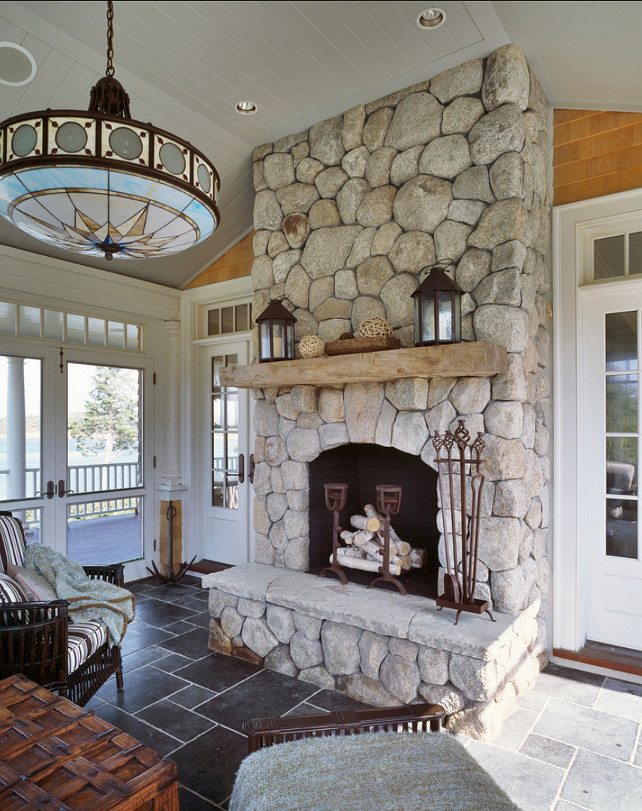 Fireplace. Stone firplace ideas. I like this exterior style fireplace. #Fireplace