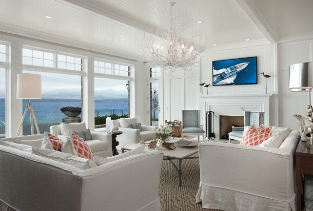 Living Room Design. This living room is very inspiring with the all white and coastal decor. #LivingRoom #LivingRoomDecor #LivingRoomIdeas #CoastalDecor