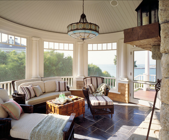 Sunroom. This sunroom is my style. I love the decor and the ocean view! #Sunroom #HomeDecor
