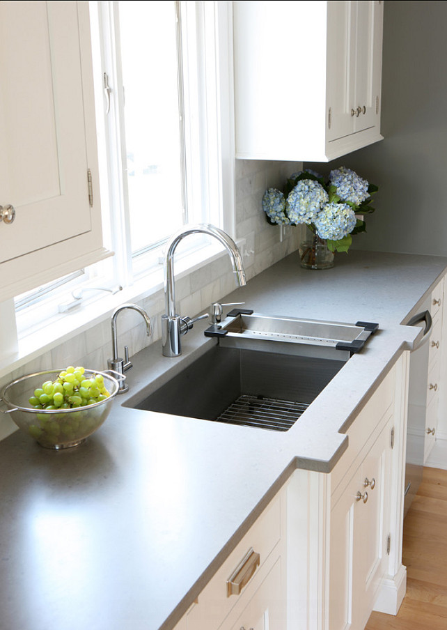 Kitchen Countertop Ideas. The countertop in this kitchen is Caesarstone Pebble. #Kitchen #Countertop