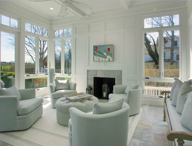 Sunroom. The sunroom is light and decorated with comfortable furniture. #Sunroom