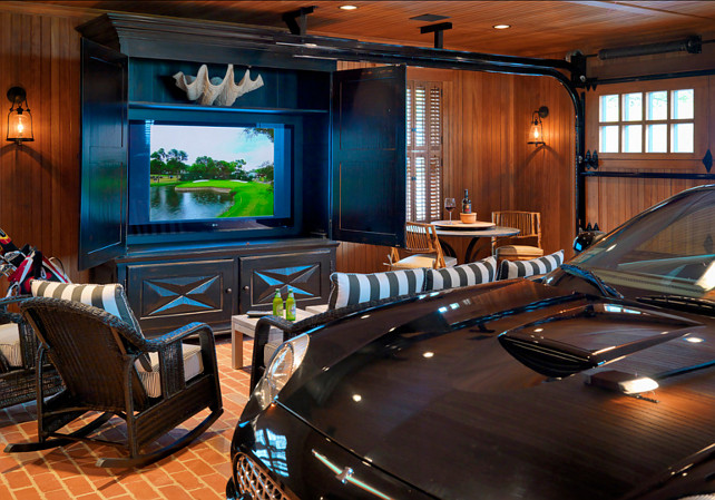 Ultimate Man's Cave, Garave, luxury car, and a big tv! #garage #Manscave