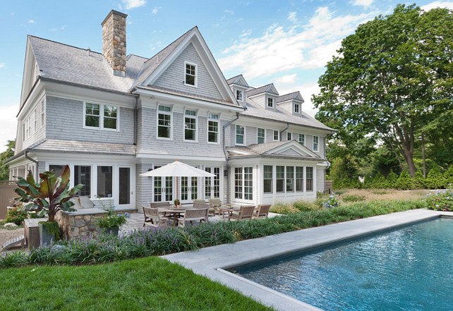 Backyard. Pool Backyard. Home backyard with patio, landscaping and pool. #Backyard #Pool Blue Water Home Builders.