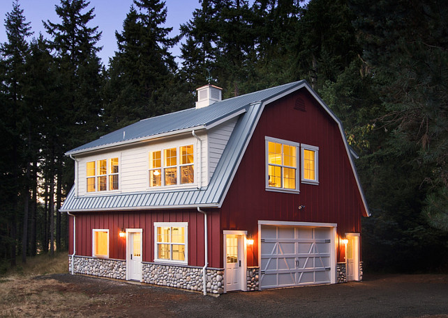 Barn. Red Barn Paint Color. The paint color of this red barn is Suburban Red #18 in Velvet sheen by Miller Paints. #RedBarn #PaintColor #RedBarnPaintColor Henderer Design + Build.