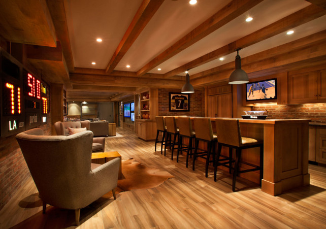 Basement Bar. Bar Ideas. Basement Bar Layout. Basement Bar Cabinet. #Basement #Bar Floors are Porcelain Plank.