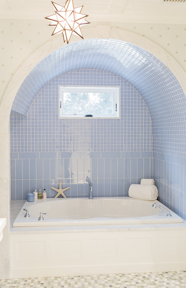 Bath nook. Arched bath nook. Arched bath nook wall tiles. #Bathroom #Bath #Nook #Arch Brookes and Hill Custom Builders.