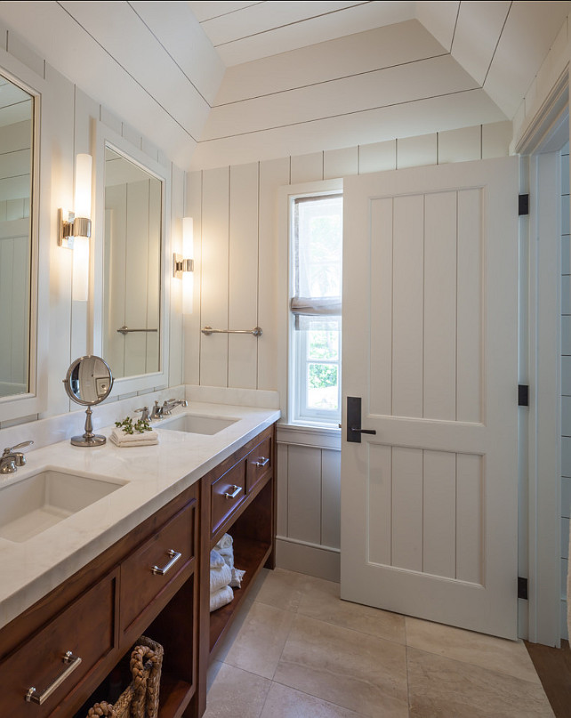 Bathroom Design. Neutral Bathroom design with plank walls. #BathroomDesign #Bathroom #BathroonReno