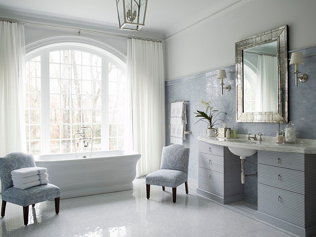 Bathroom Ideas. Elegant Bathroom. Elegant bathroom with glass lantern over freestanding tub. #Bathroom #ElegantBathroom Phoebe Howard