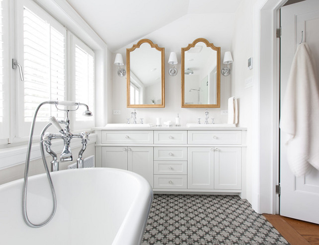 Bathroom Mirror Ideas. Bathroom Mirror. Bathroom mirrors flanked by sconces. The bathroom tiling is from Ramacieri Soligo. #Mirror #Bathroom #BathroomMirror #Sconces Le Groupe SP Reno Urbaine Inc.