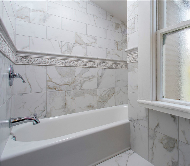 Bathroom Tile Design Ideas. This is a very small bathroom, but the tiling adds beauty to the space. Bathroom tiles in different sizes. #Bathroom #Tiles BathroomTilingIdeas