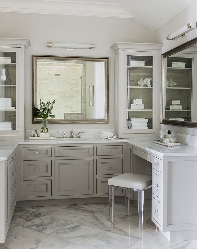 Bathroom. Gray Bathroom Cabinet. Gray Bathroom Cabinet Paint Color Ideas. Gray Bathroom Cabinet Ideas. #Bathroom #GrayBathroomCabinet. Anita Clark Design.