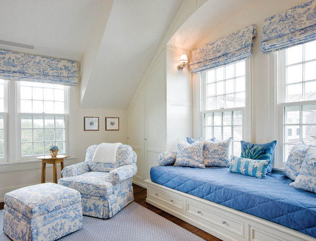 Bedroom Window Seat. Bedroom with Large Window Seat. Bedroom Window Seat Fabric. #Bedroom #WindowSeat SLC Interiors