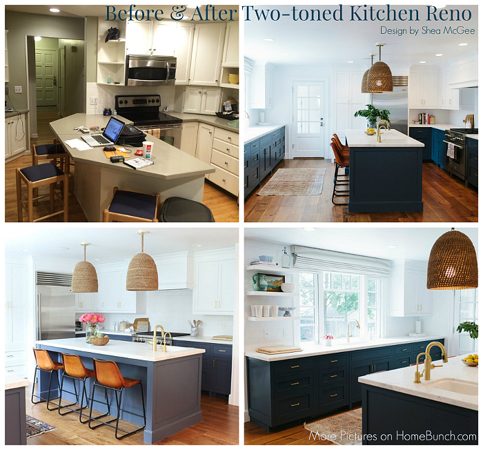 Before and After Two-Toned Kitchen Reno