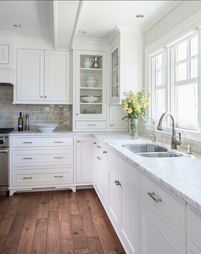 White kitchen with Inset Cabinets  Home Bunch – Interior 
