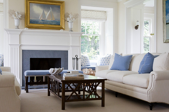 Blue and cream living room. SLC Interiors.