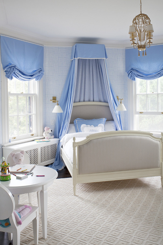 Canopy bed. Kids Bedroom with canopy bed. Canopy bed ideas. #CanopyBed #kidsBedroom Anne Hepfer Designs.