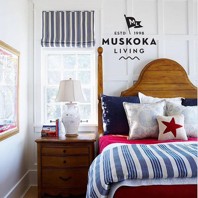Coastal Bedroom. Classic Coastal Bedroom Color Scheme. #Bedroom #Coastal #ColorScheme Muskoka Living Interiors.