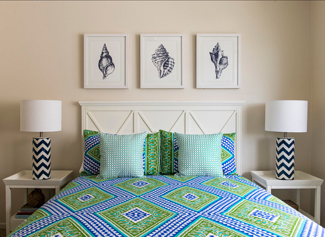 Coastal Bedroom. This coastal bedroom is all about color and summer! #CoastalBedroom