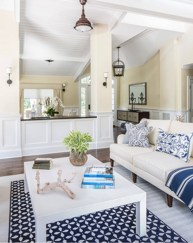 Costal living room. Coastal Living Room with blue and white decor. #CoastalLivingRoom #Blueandwhite Kim E Courtney Interiors & Design Inc.