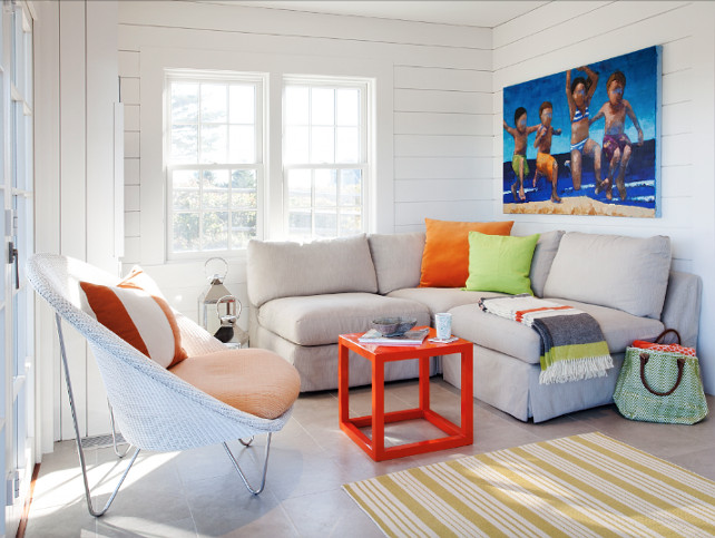 Cottage Living Room. Small Cottage Living room with Tongue and Groove Wall Paneling. #Cottage #SmallInteriors #SmallLivingRoom #SmallCottage #TongueandGroove #TongueGroove Jennifer Palumbo.