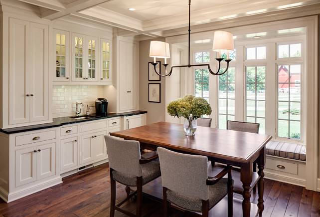 Dining Room Chandelier Ideas. The chandelier in this dining room is the E.F. Chapman Flemish 4-light, Linear Pendant in Aged Iron. #DiningRoom #DiningRoomLighting #DiningRoomChandelier #DiningRoomChandelierIdeas