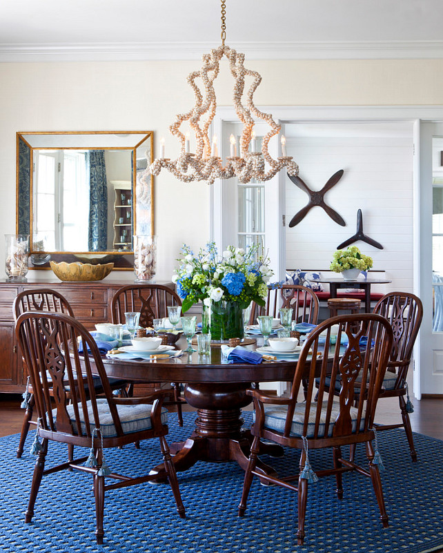 Dining Room Furinture. Dining Room with Round Table. Dining Room Design. Coastal Dining Room. Coastal-themed Dining Room. #DiningRoom #CoastalInteriros Jeannie Balsam LLC.