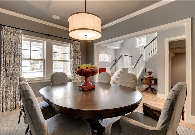 Dining Room. This is a great dining room. I am loving the gray paint color. #DiningRoom #Interiors #paintColor
