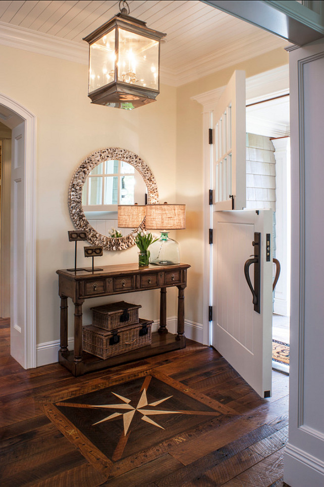 Entry Hall. Entry Hall Design Ideas. An inlaid compass rose sets a nautical note in the entry hall. #Entryhall #Entryway #Foyer