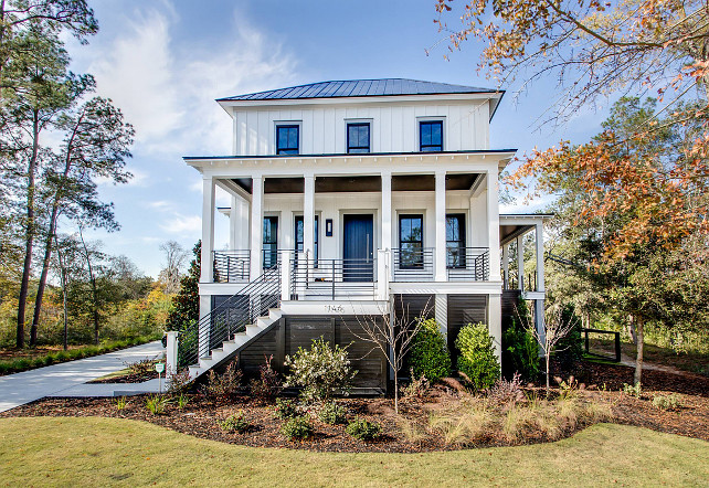 Exterior Paint Color. White exterior paint color. Chantilly Lace Benjamin Moore OC-65. JacksonBuilt Custom Homes.