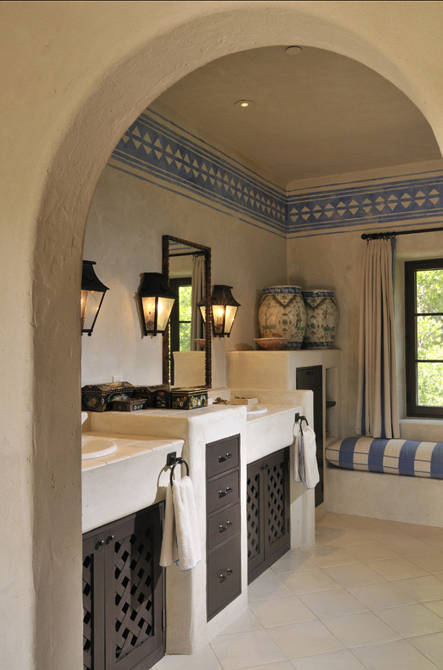 Bathroom. Mediterranean Bathroom Design. #Bathroom #MediterraneanInteriors