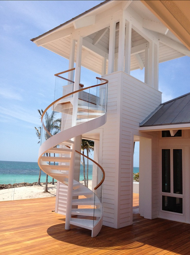 Staircase Ideas. This staircase is incredible, just like the view! #Staircase #BeachHouse